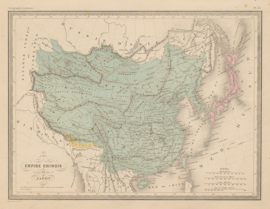 Empire Chinois et Japon. Chinese Empire & Japan. China. MALTE-BRUN c1871 map (1 of 1)