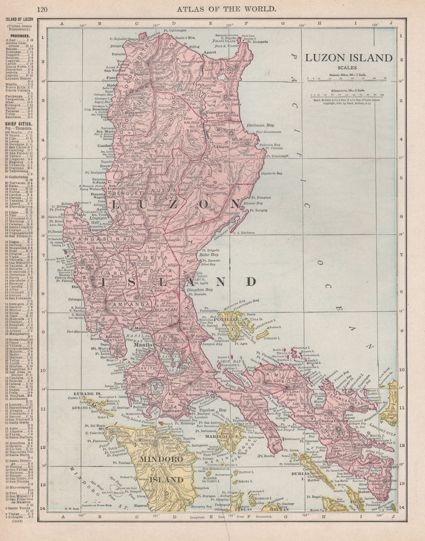 LUZON ISLAND. Philippines. RAND MCNALLY 1912 old antique map plan chart (1 of 1)