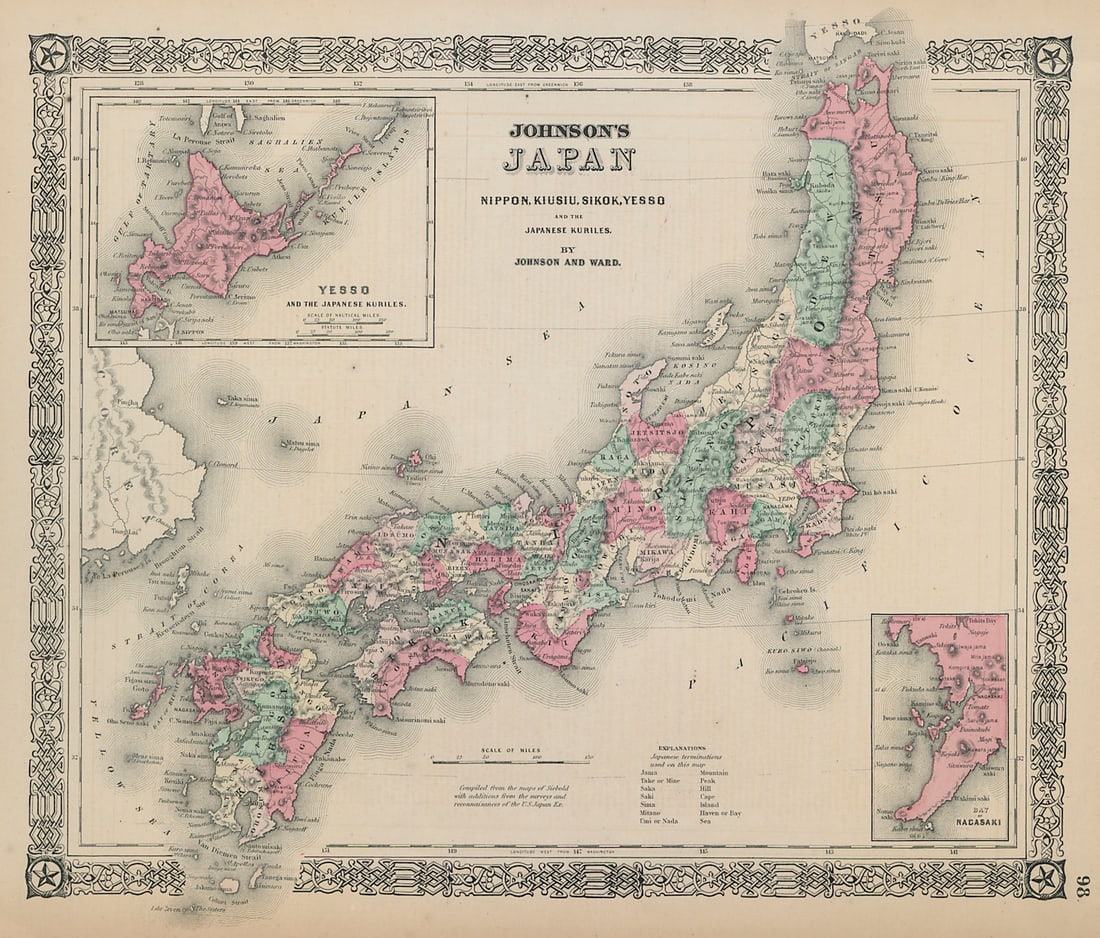 Johnson's Japan, Nippon, Kiusiu, Sikok, Yesso & Kuriles. Nagasaki Bay 1865 map: Title: Johnson's Japan, Nippon, Kiusiu, Sikok, Yesso & Kuriles. Nagasaki Bay 1865 map Description: Johnson's Japan, Nippon, Kiusiu, Sikok, Yesso and the Japanese Kuriles // Yesso and the Japanese Kuri