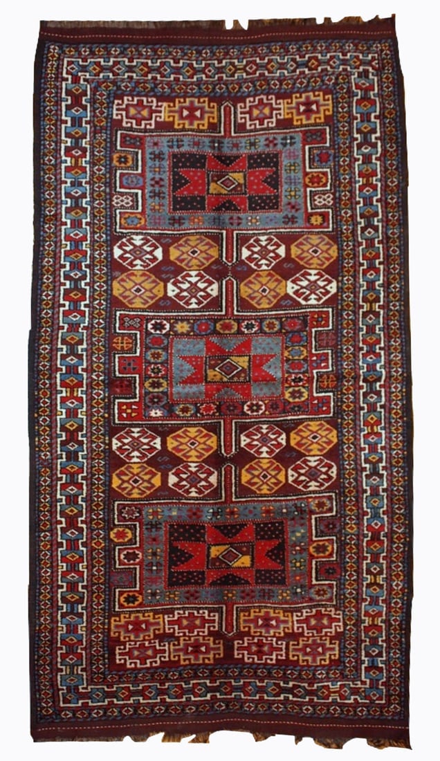 Handmade antique Persian Kurdish rug 4' x 8' ( 122cm x 243cm ) 1880 (1 of 9)