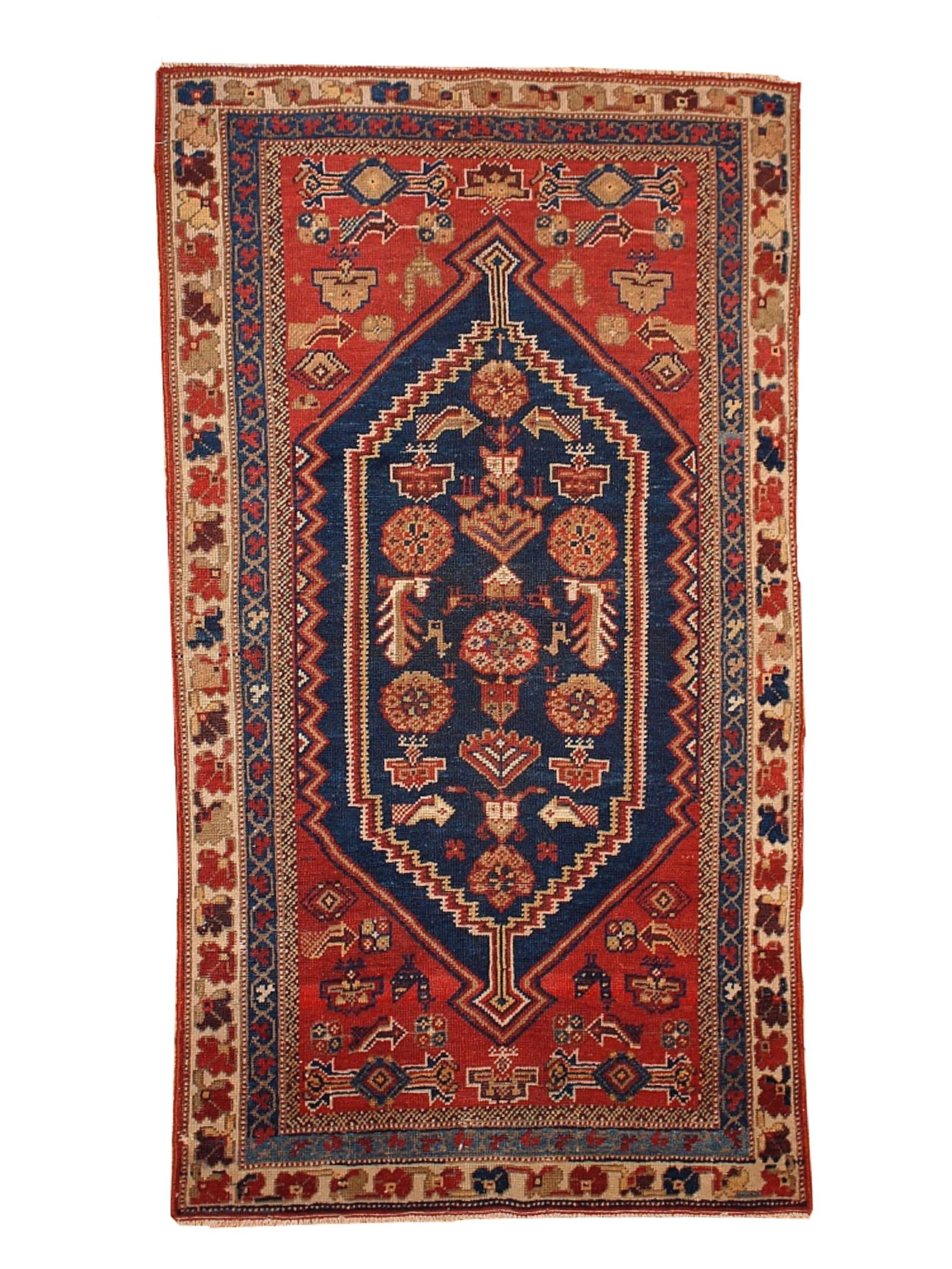 Handmade antique Persian Shiraz rug 3.2' x 5.9' ( 97cm x 180cm ) 1920 (1 of 9)