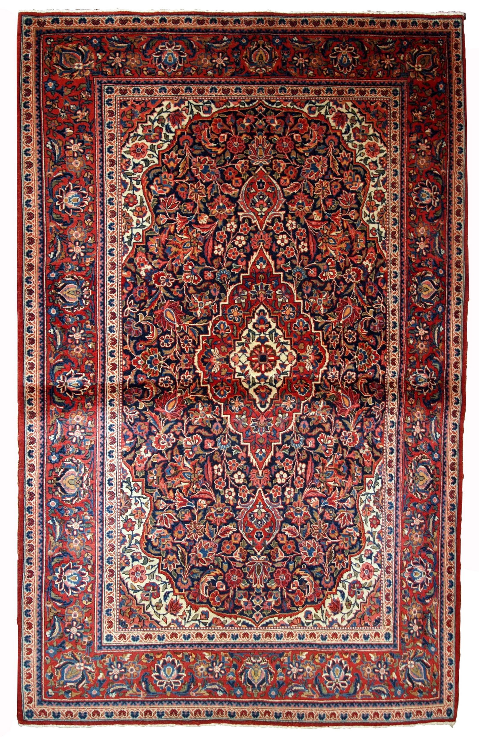 Handmade antique Persian Kashan rug 4.1' x 6.2' (125cm x 189cm) 1910s (1 of 11)