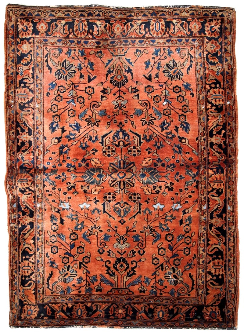 Handmade antique Persian Sarouk rug 3.2' x 5.1' ( 97cm x 155cm ) 1920s (1 of 9)