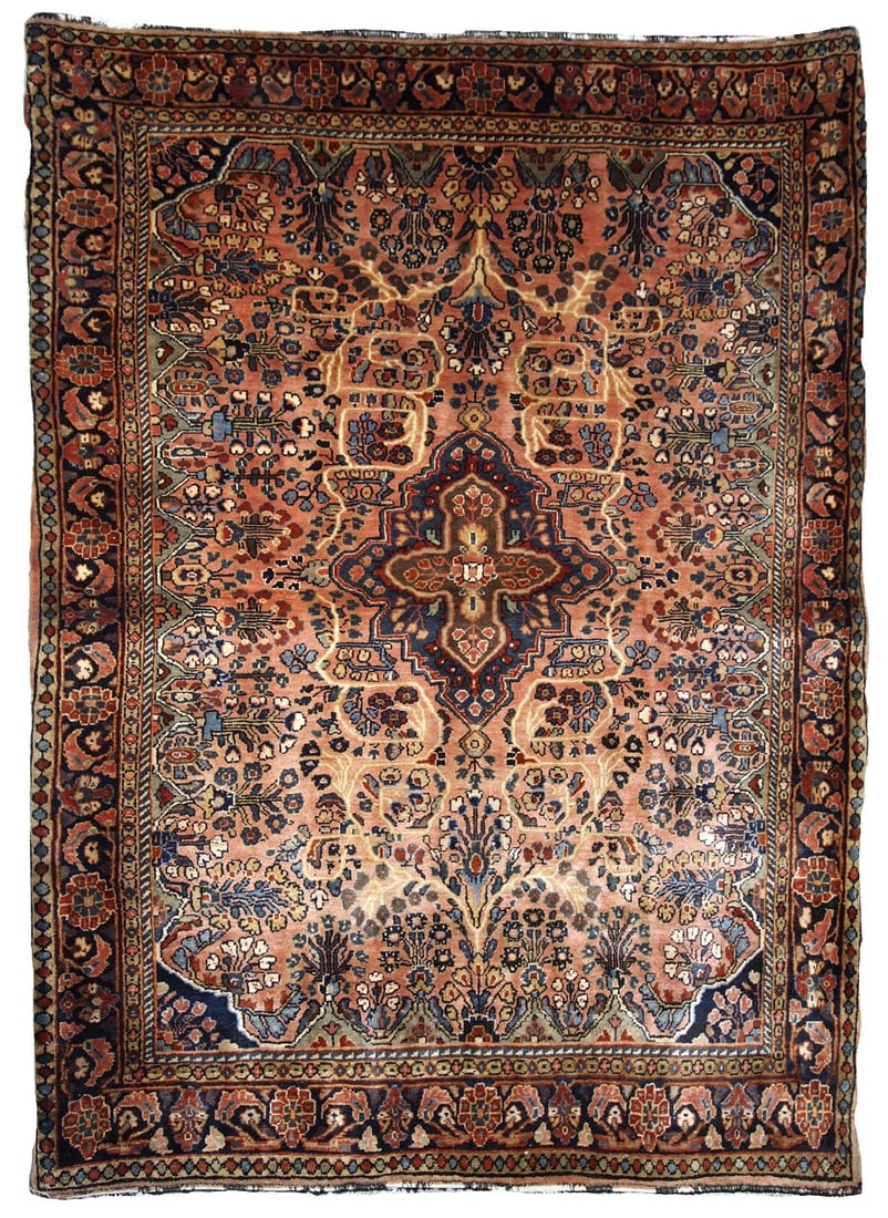 Handmade antique Persian Sarouk rug 3.4' x 5.3' ( 103cm x 161cm ) 1920s (1 of 10)