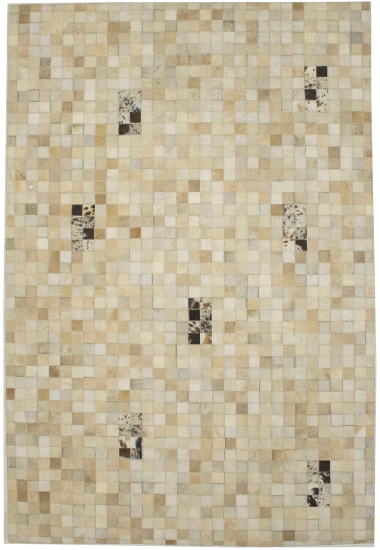 Multi Beige Brown Cowhide 4X6 Modern Leather Rug (1 of 11)