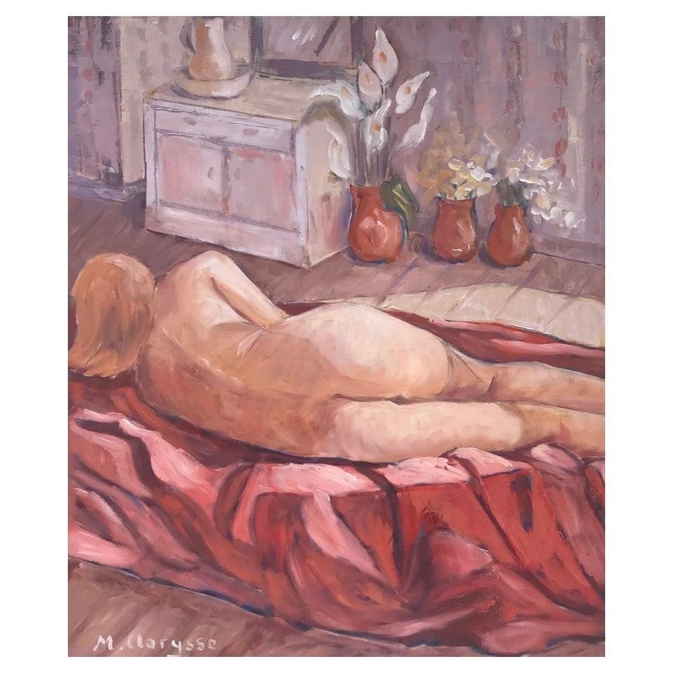 Bright & Colorful French Impressionist Oil Painting, Figure Lady in Pink Interior, 2000: Title: Bright & Colorful French Impressionist Oil Painting, Figure Lady in Pink Interior, 2000 Description: Watercolour Beach Scene by Maurice Mazeilie (French) Watercolour painting on paper, unframed