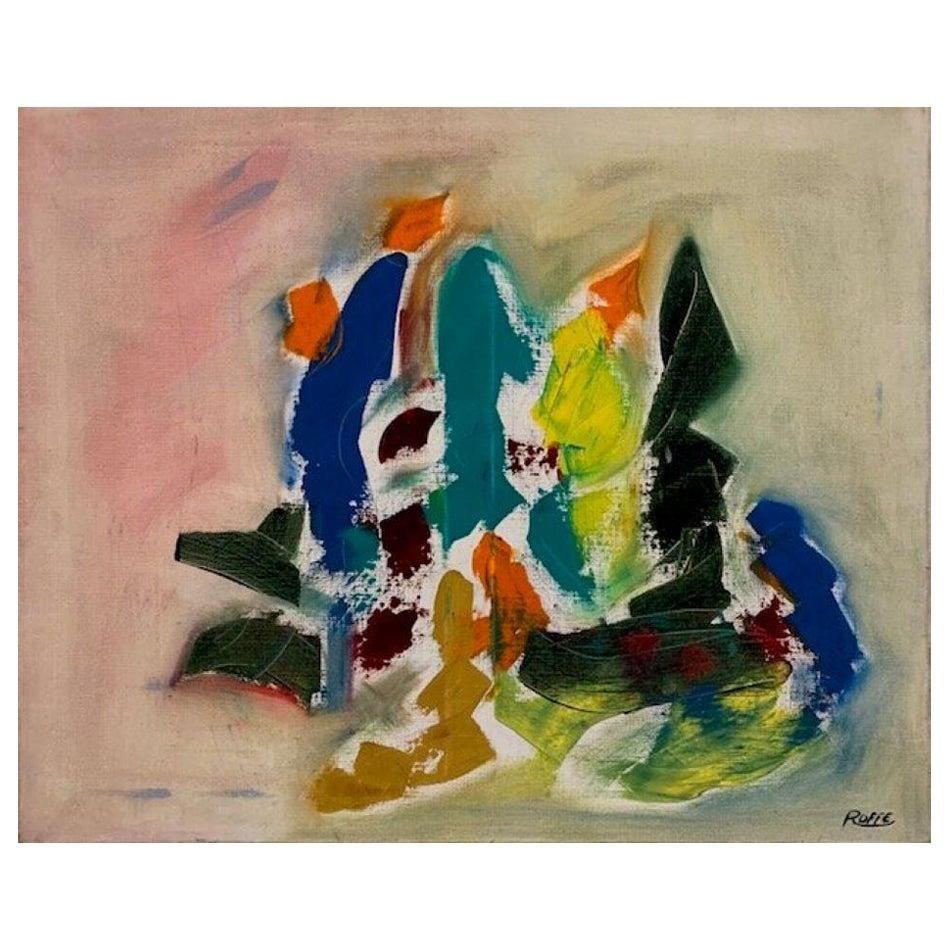 1970's French Abstract Signed Oil Painting on Canvas, circa 1970s (1 of 13)