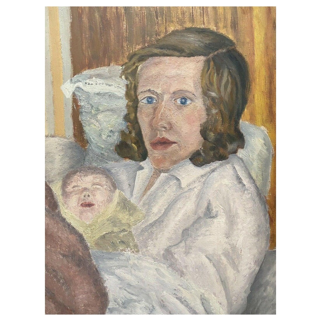 Genevieve Zondervan French Oil Painting, Mother and Child Portrait, circa 1990s (1 of 14)