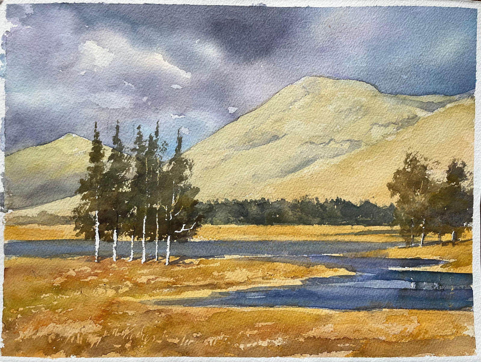 Anthony Avery; British Impressionist Watercolor of Highland Landscape with Trees and River: Title: Anthony Avery; British Impressionist Watercolor of Highland Landscape with Trees and River Description: Reserve: $432.00 Shipping: Domestic: Shipping rates are determined by destinat