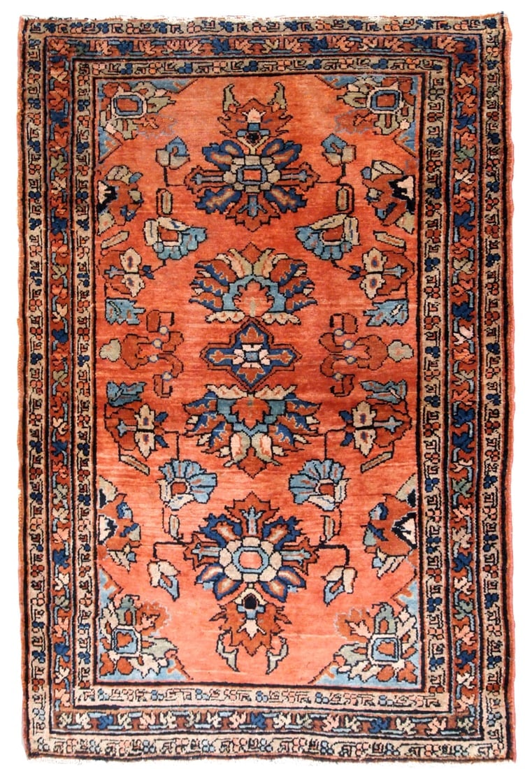 Handmade antique Persian Lilihan rug 3.2' x 4.10' ( 97cm x 150cm ) 1920s (1 of 7)