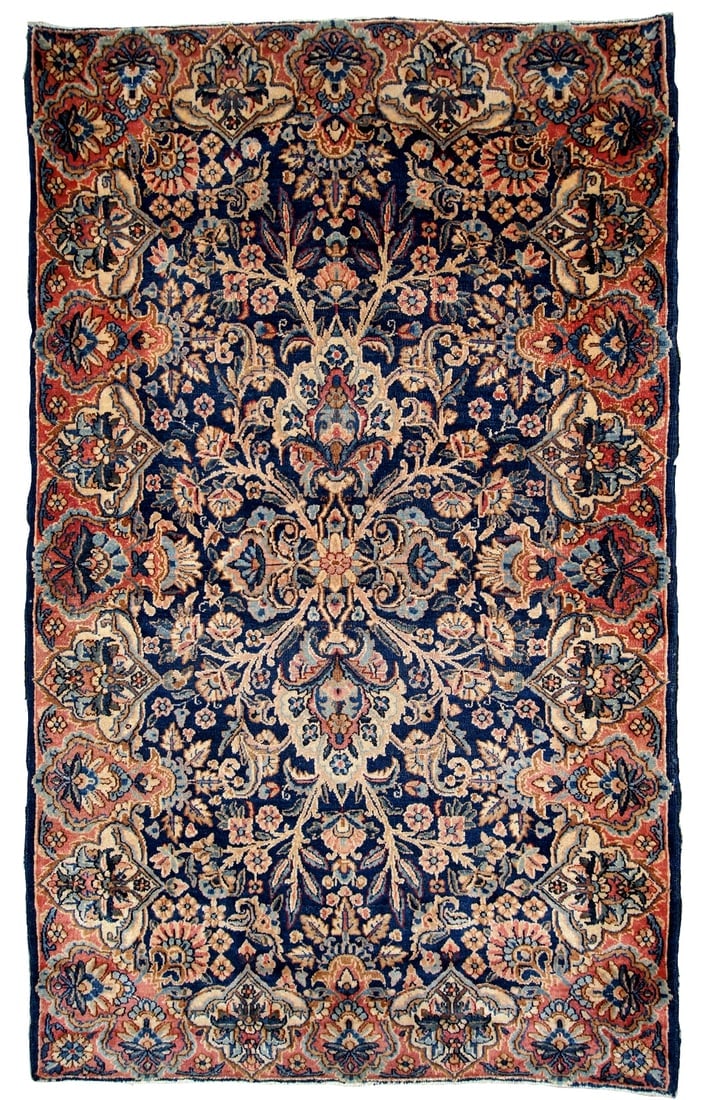 Handmade antique Persian Kerman rug 3.1' x 5.2' ( 94cm x 158cm ) 1920s (1 of 8)