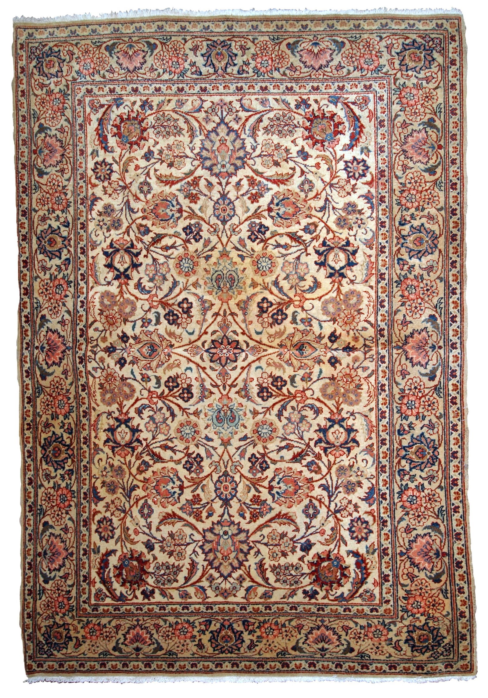Handmade antique Persian Kashan rug 4.1' x 6.3' (125cm x 192cm) 1910s (1 of 10)