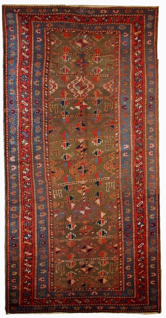 Handmade antique Persian Kurdish rug 4' x 7.6' ( 122cm x 231cm ) 1880s (1 of 6)