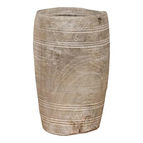 Aged Bleached Wooden Pot-Hasan