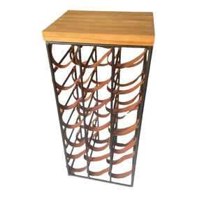 1960s Wrought Iron and Leather Wine Bottle Holder