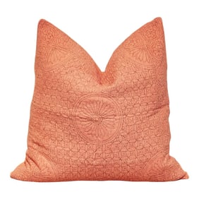 Dark Coral Hand-Stitched Pillow Cover