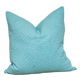 Teal Hand-Stitched Pillow Cover
