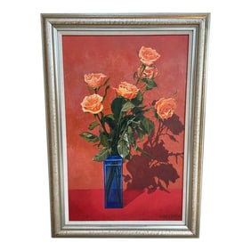 Roses in Cobalt Vase by Bernique Longley