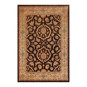 1980s Boho Chic Ziegler Brown Tan Hand-Knotted Wool Rug - 8'11'' X 11'9''