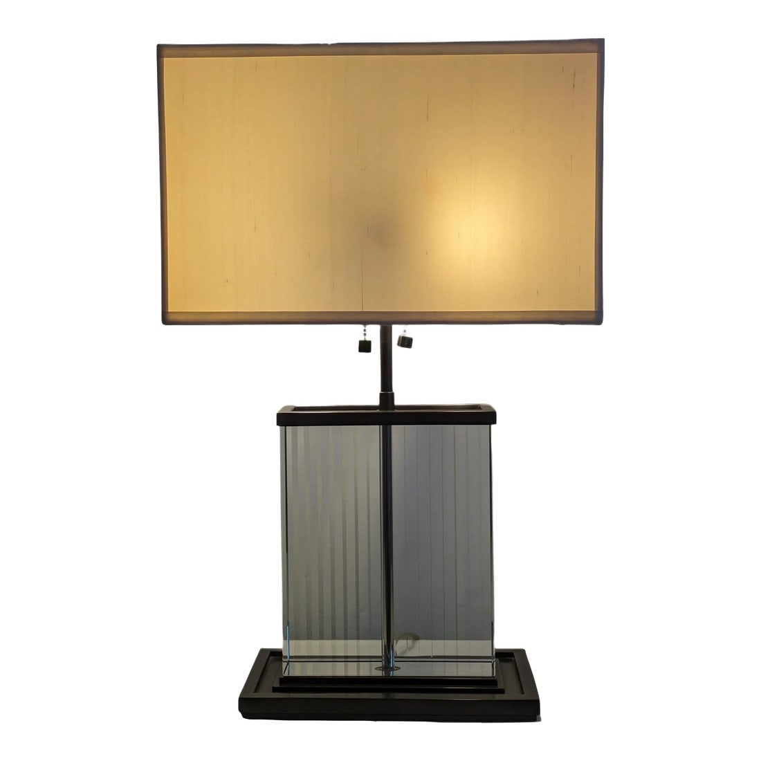 Thomas O'Brien for Visual Comfort Dixon Lamp: Early Heritage piece of Thomas O'Brien for Visual Comfort Dixon Lamp Linear Etched "Pinstripe" on Block Crystal Oil Rubbed Bronze-Gun Metal Steel Finish Telescoping Adjustable Vintage Harp Specificati