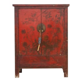 Antique Painted Chinoiserie Armoire Cabinet