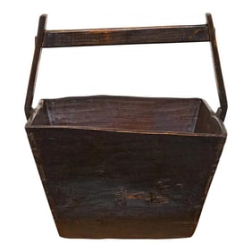 Aged Black Wooden Vegetable Basket