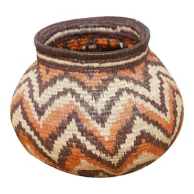 Multicolor Zig Zag Handwoven Embera Basket