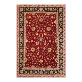 1990s Bohemien Ziegler Red Blue Hand-Knotted Wool Rug - 10'1'' X 13'9''