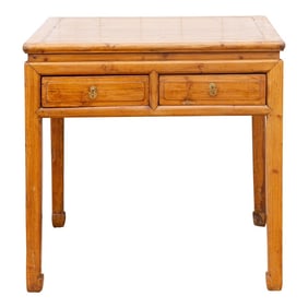 19th Century Bleached Wood Square Center Table