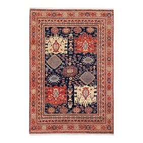 Rustic Heriz Ziegler Blue Rust Hand-Knotted Rug - 4'11'' X 6'6''