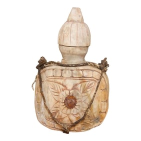 Vintage Decorative Carved Wooden Bottle