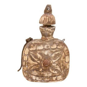 Distressed Light Brown Carved Bottle