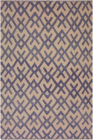 Modern Bauhaus Hand-Woven Kilim Wool Rug - 5'11 X 8'1