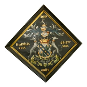 Coat of Arm Oil Painting 19th Century, Framed