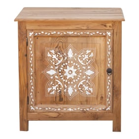 Reclaimed Teak Damascus Inlay Nightstand Cabinet