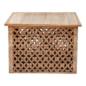 Finely Carved Floral Jali Square Coffee Table