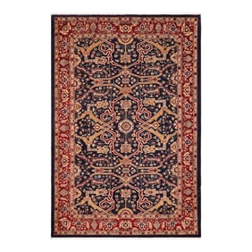 Boho Chic Ziegler Blue Red Hand-Knotted Wool Rug - 6'4'' X 9'1''