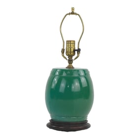 Chinese Green Glaze Drum Vase Table Lamp