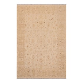 Oriental Ziegler Beige Brown Hand-Knotted Wool Rug - 9'1'' X 11'9''