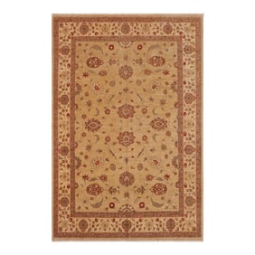 Oriental Ziegler Tan Beige Hand-Knotted Wool Rug - 9'0'' X 11'9''