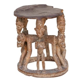 Rare Oversize African Babanki Painted Table