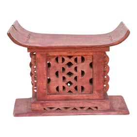 Tribal Motif Vintage African Asante Stool