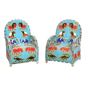 Pair of African Safari Beaded Chairs
