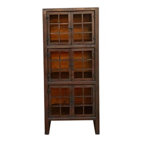 Antique Lattice Doors Slim Kitchen Cabinet