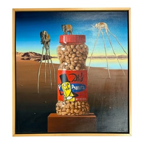 Original Signed Ben Steele (1977 - ) Painting Titled Dali's Peanuts