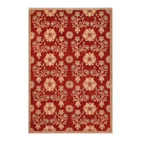 Shabby Chic Ziegler Rust Tan Hand-Knotted Wool Rug - 6'0'' X 8'10''