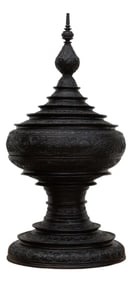 Carved Ebonized Burmese Ceremonial Vessel