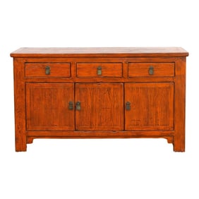 Vintage Rust Orange Painted Sideboard