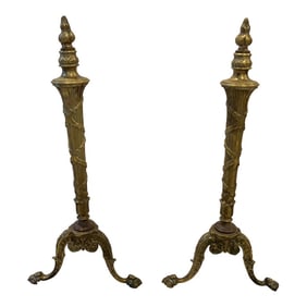 Pair of 1920s French Brass Andirons