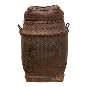 Tall Handwoven Antique Ifugao Rice Basket